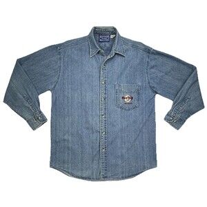 Vintage Hard Rock Cafe Denim Shirt ORLANDO Button Up Long Sleeve Size Medium
